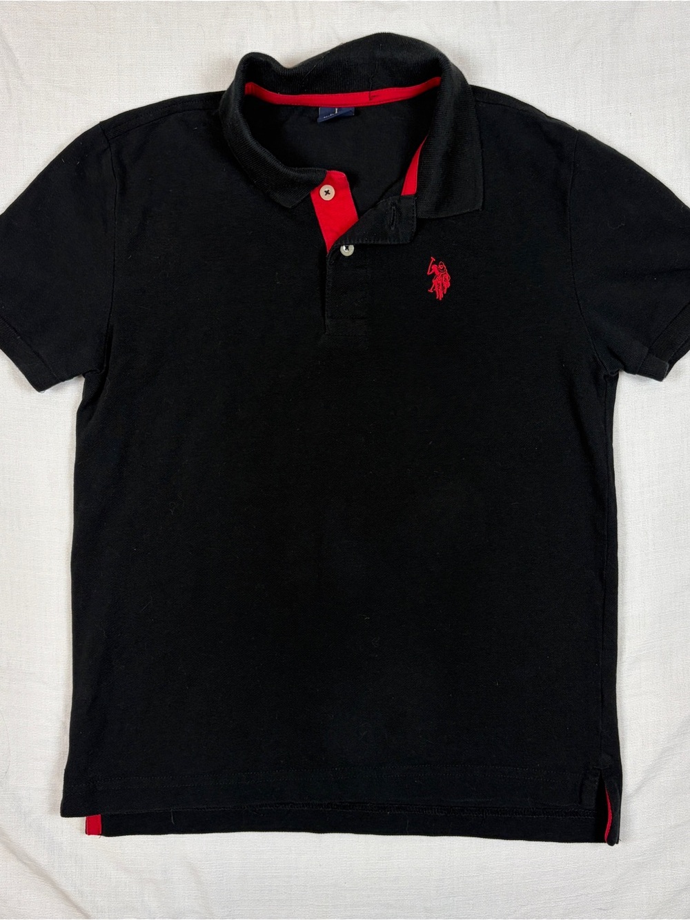 Ralph Lauren Black Polo with Red Accents - Kids
